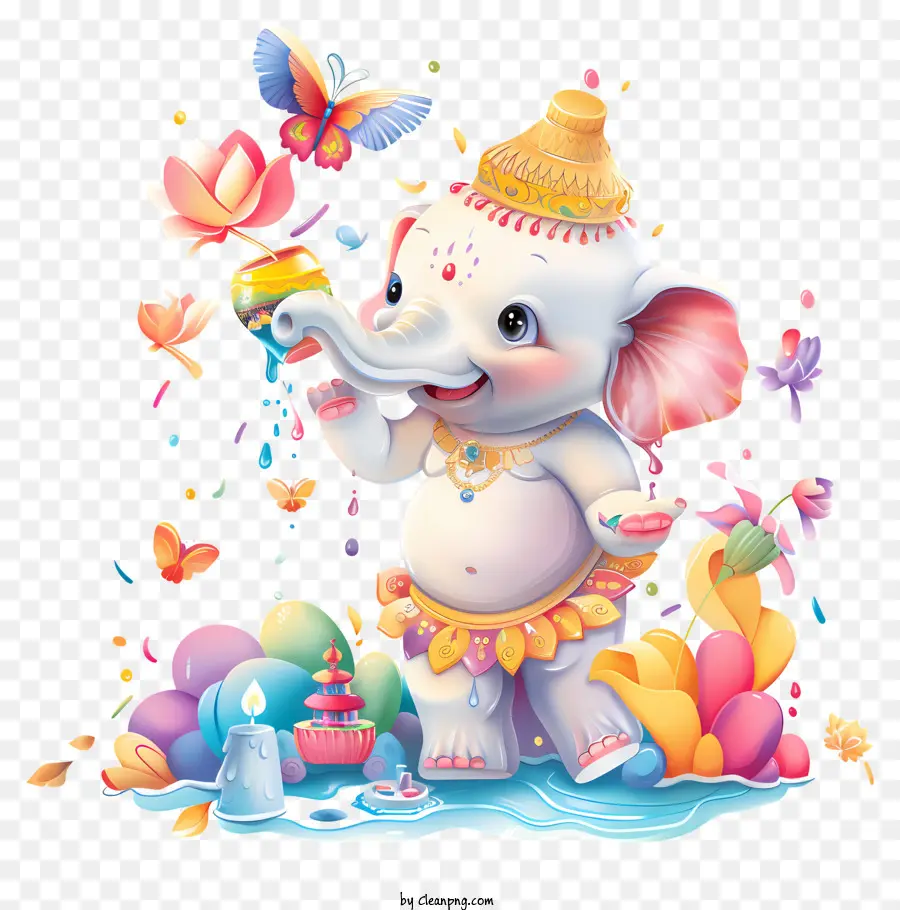 Songkran，Bebé Elefante PNG