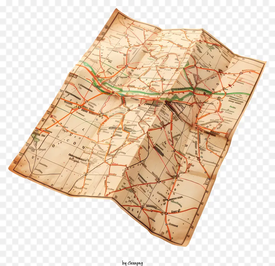 Leer Un Mapa De Carreteras De Día，Vintage Mapa PNG