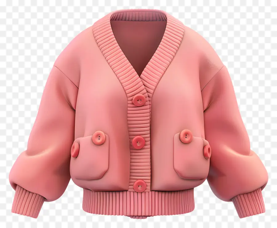 Cardigan，Suéter Rosa PNG