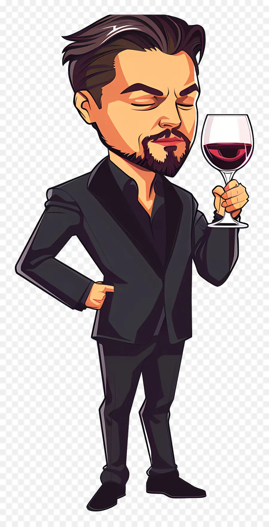 Leonardo Dicaprio，Hombre De Dibujos Animados Con Vino PNG