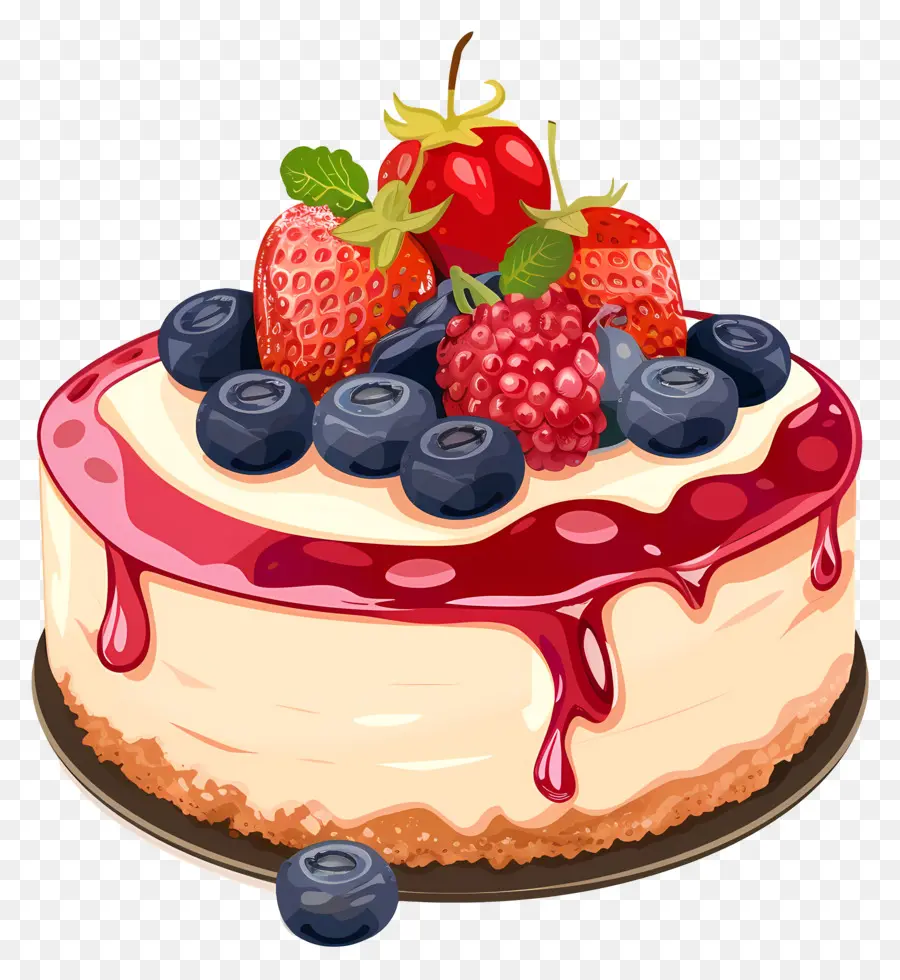 Tarta De Queso，Tarta De Queso Con Frutos Rojos PNG