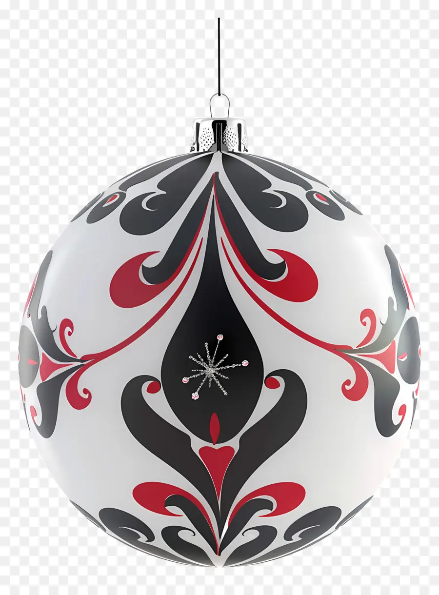 Adorno De Navidad，Diseño Rojo Y Negro PNG