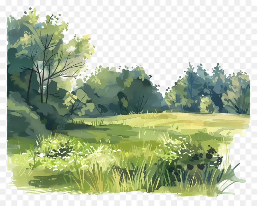 La Pintura De Paisaje，Bosque Verde PNG