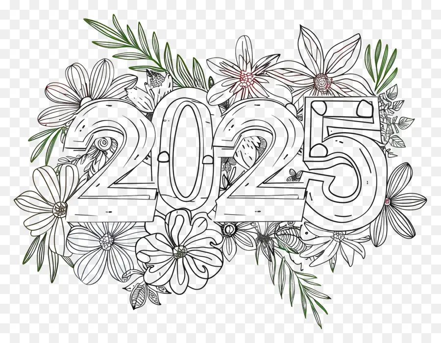 Año Nuevo 2024，Flores PNG