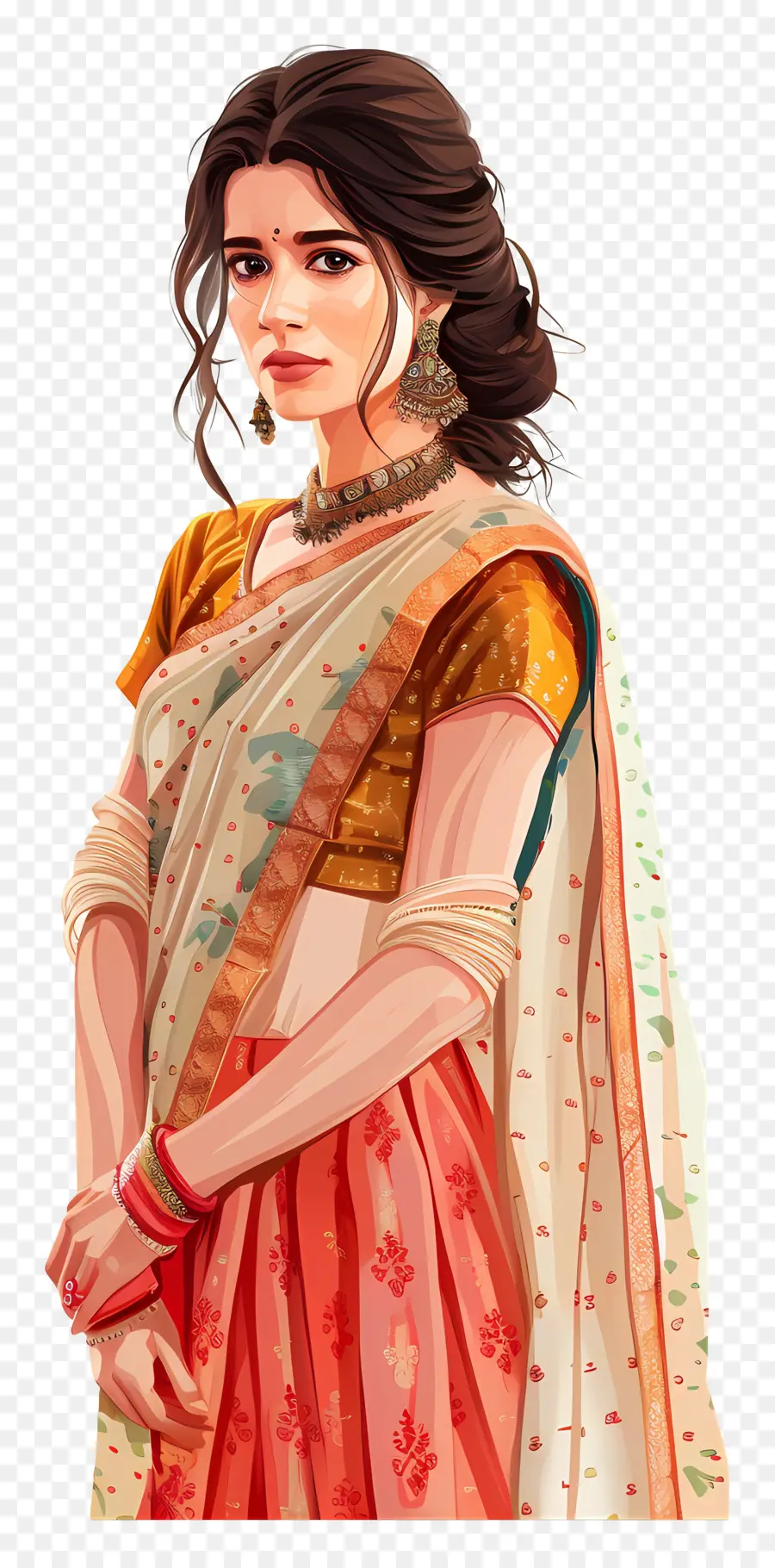 Mujer India，Sari PNG