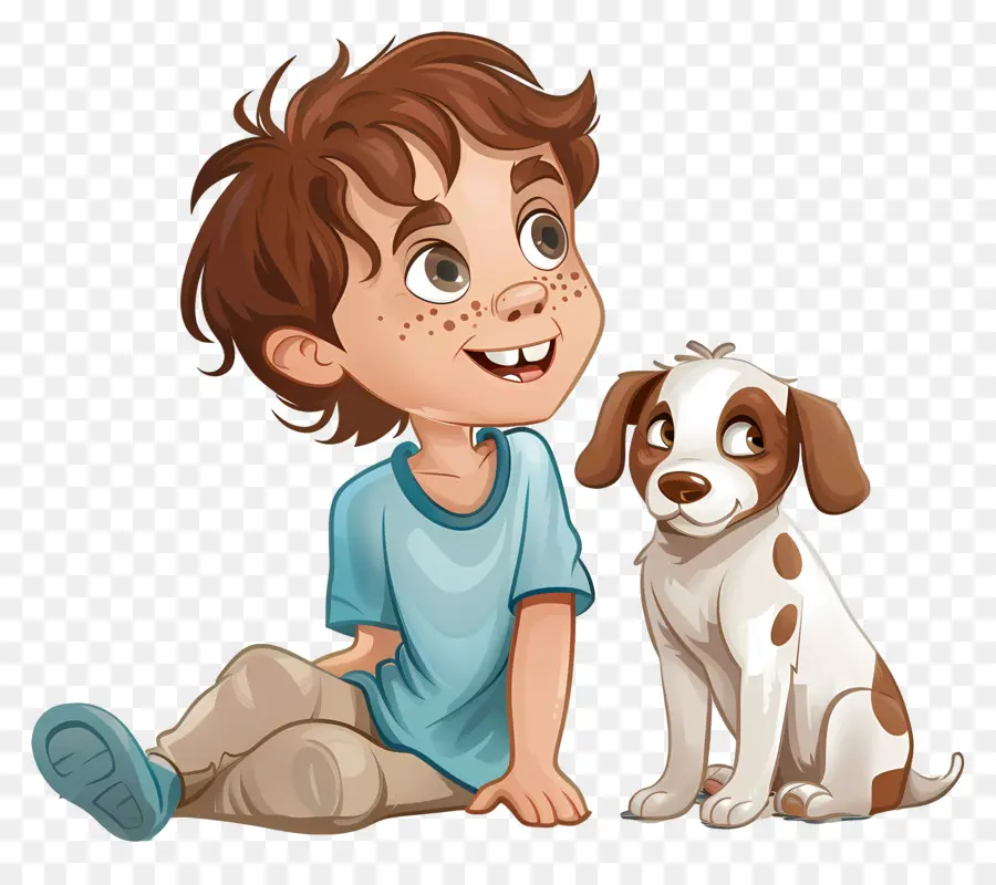 Niño Y Mascota，Chico PNG