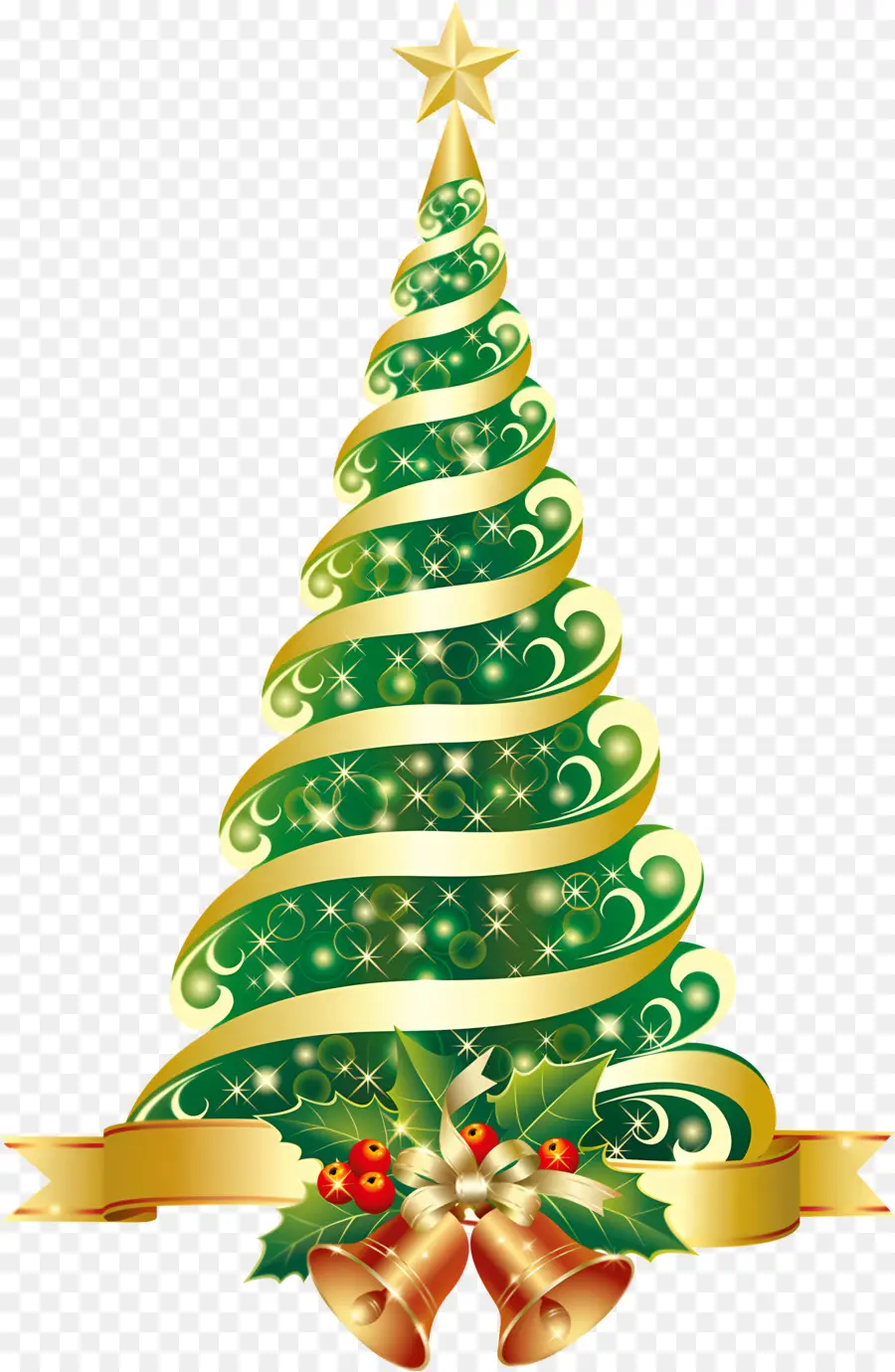 árbol De Navidad，Gold Ribbon PNG