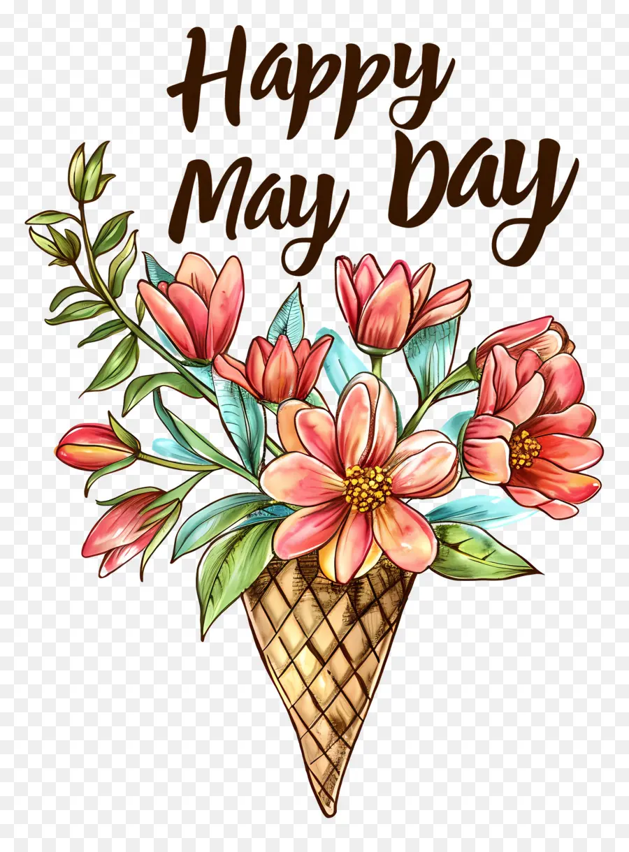 Feliz Día De Mayo，Flor De Dibujo PNG