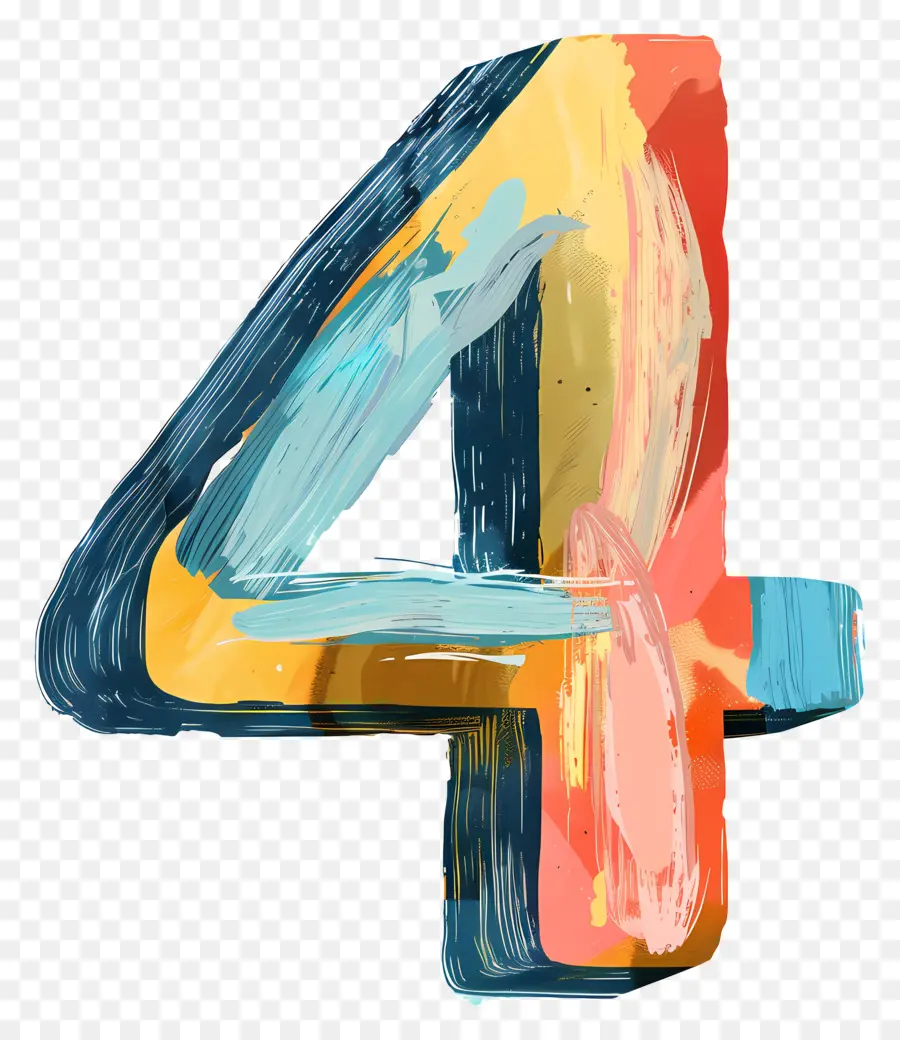 Número 4，Handpainted PNG