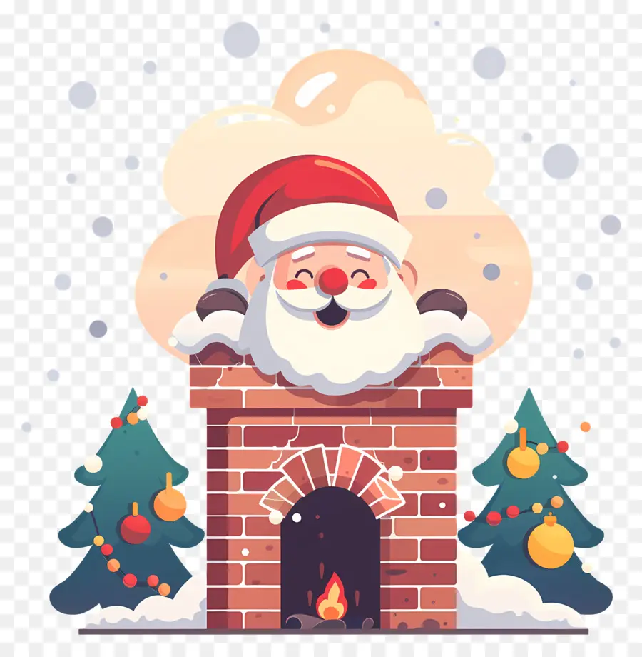 Santa Atascado En La Chimenea，Santa Claus PNG