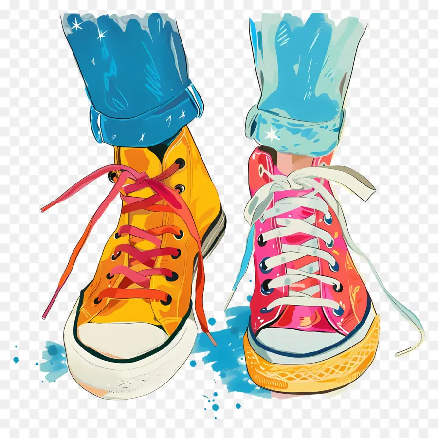 Pintura A La Acuarela，Coloridos Zapatos PNG