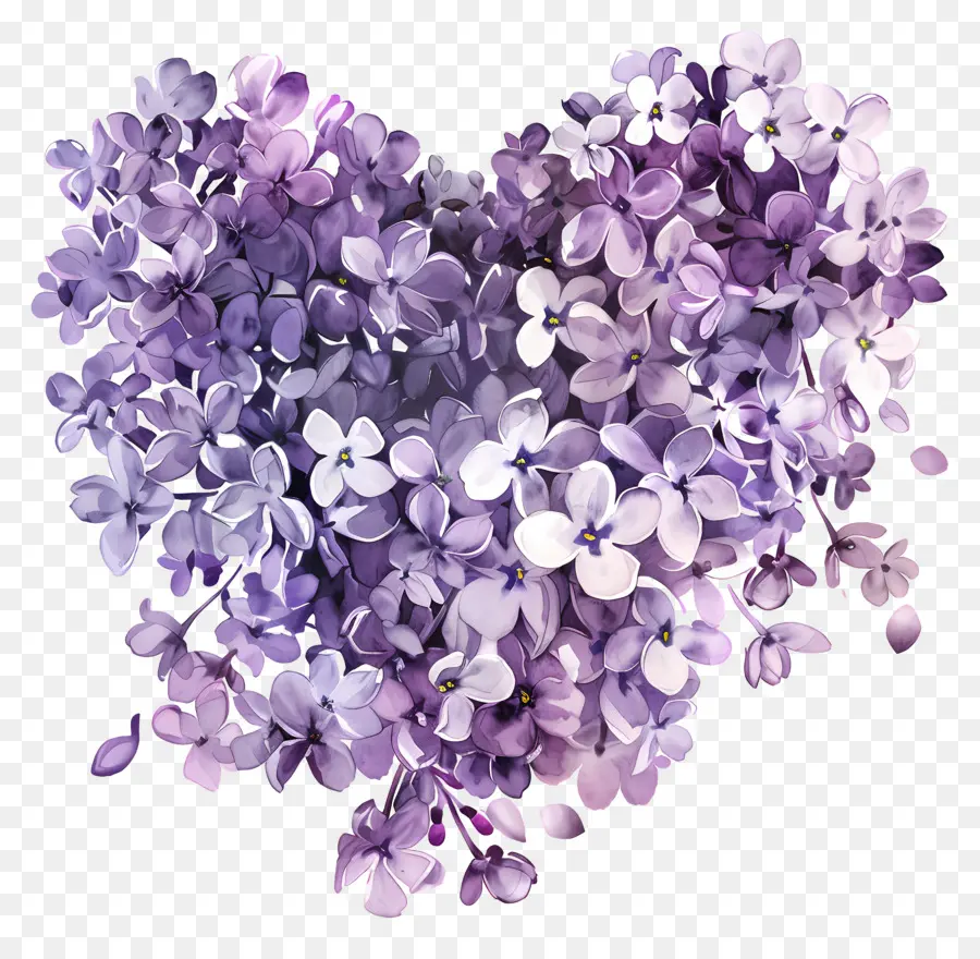 Flores Lilas，Corazón PNG