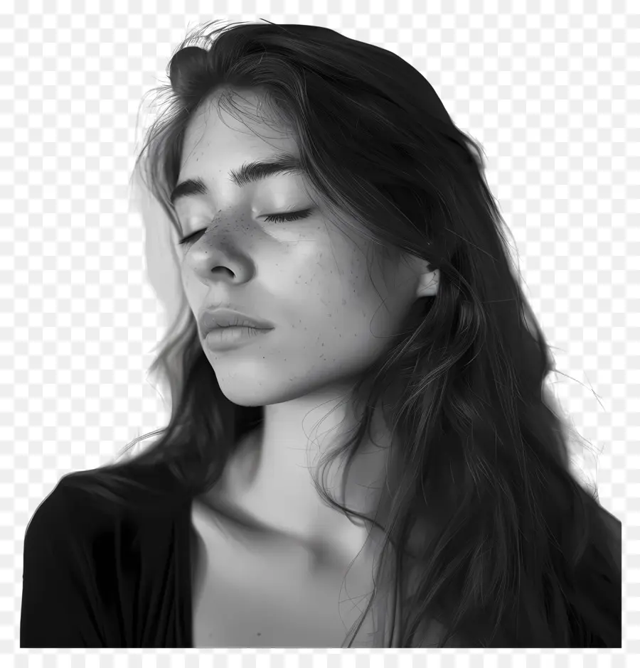 Mujer Deprimida，Mujer Con Los Ojos Cerrados PNG