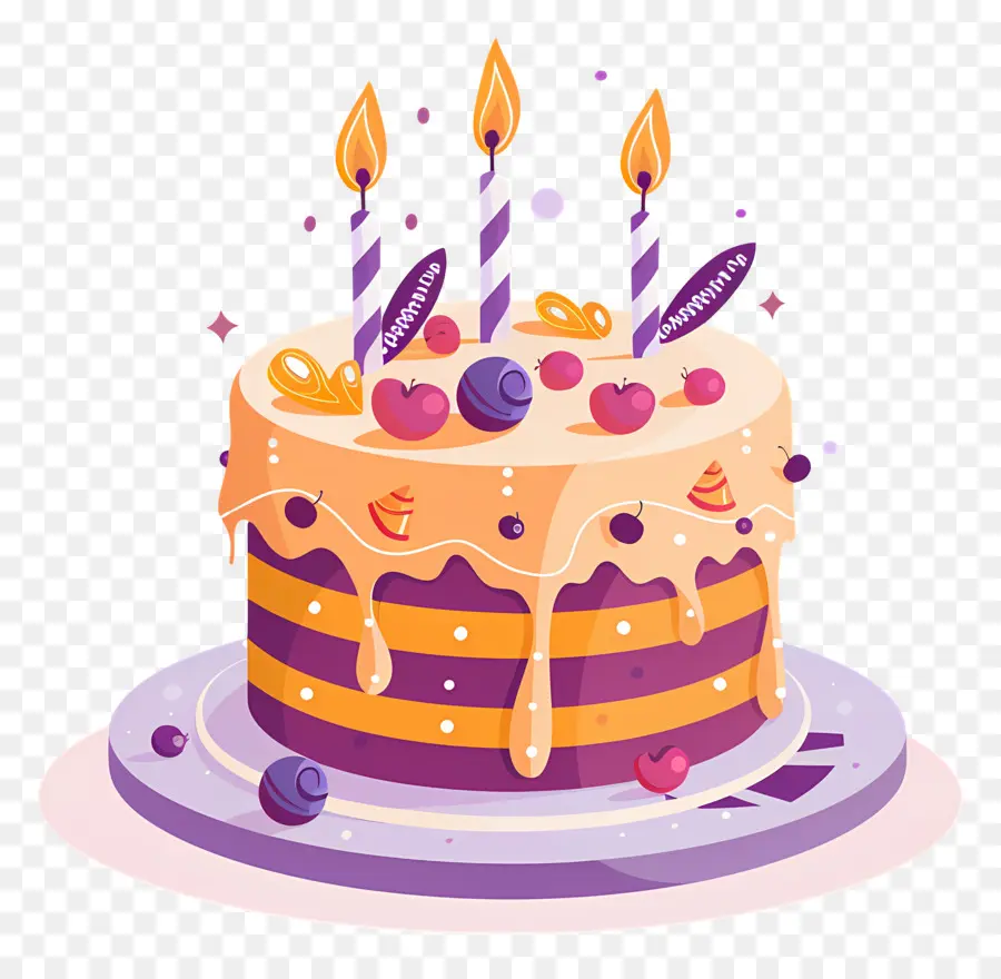 Pastel De Cumpleaños，Velas PNG