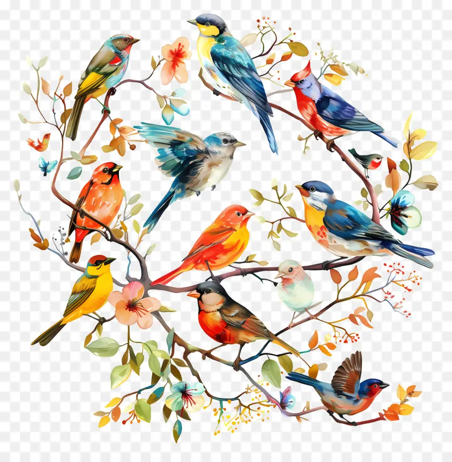 Día De Las Aves，Las Aves De Colores PNG