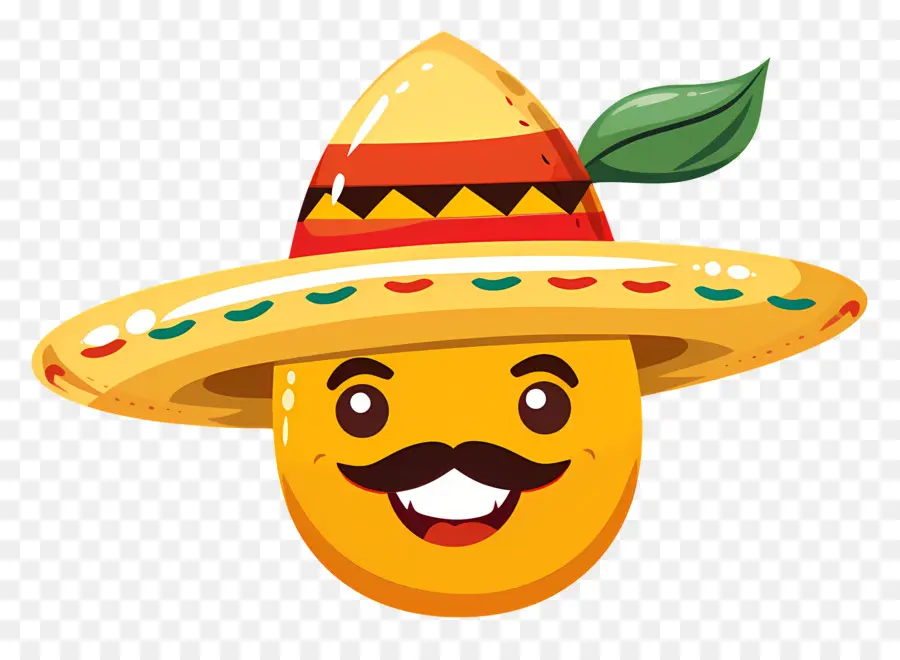 Cinco De Mayo，Cara Amarilla Con Sombrero PNG