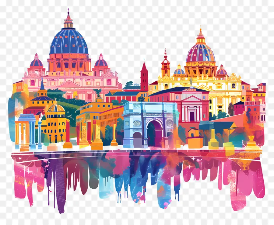 Italia Roma，Pintura A La Acuarela PNG