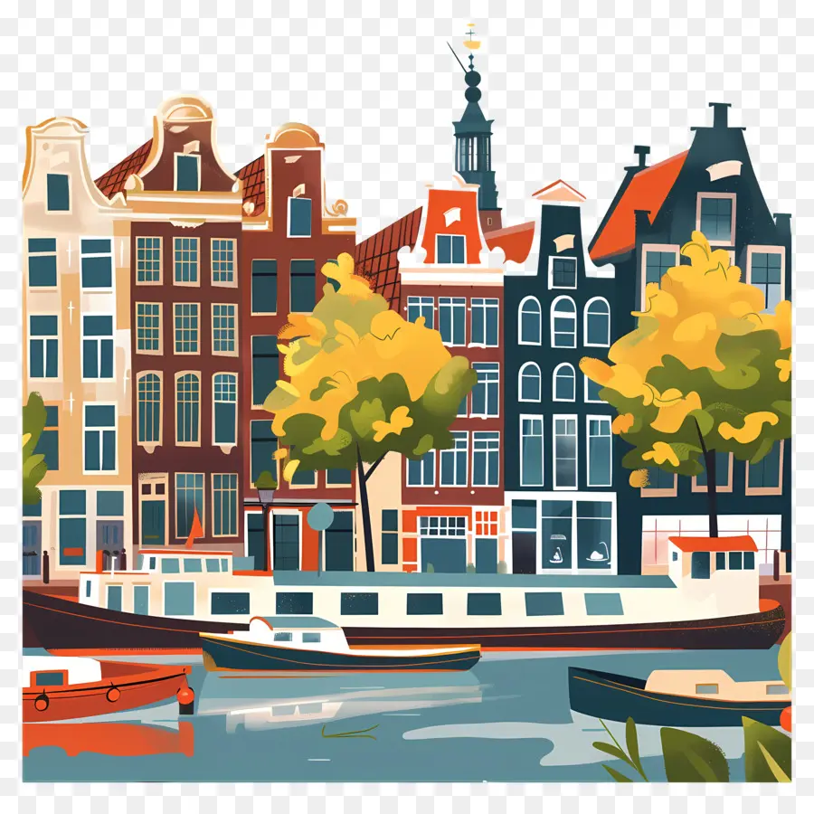 Fondo De Canales De Amsterdam，Paisaje Urbano PNG