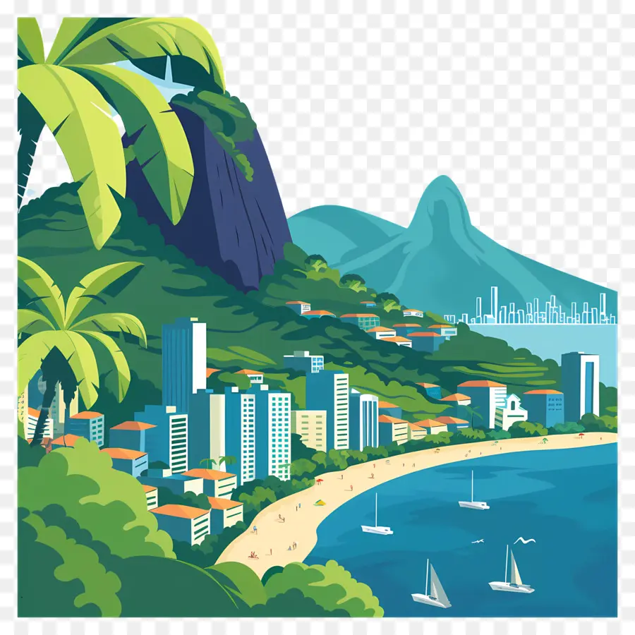 Río De Janeiro，Paisaje Urbano De Playa PNG