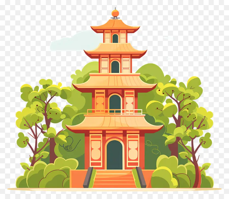 Verano Templo，Pagoda Tradicional China PNG