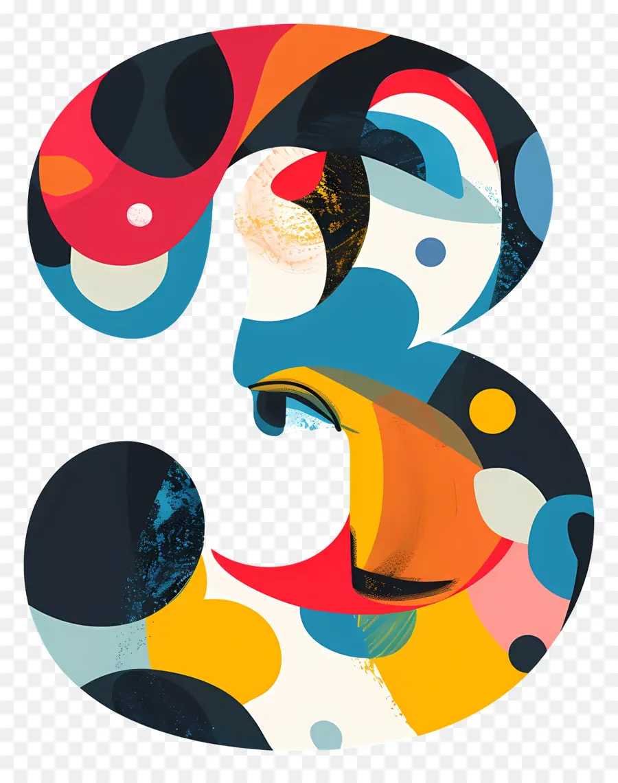 Número 3，Diseño Abstracto PNG