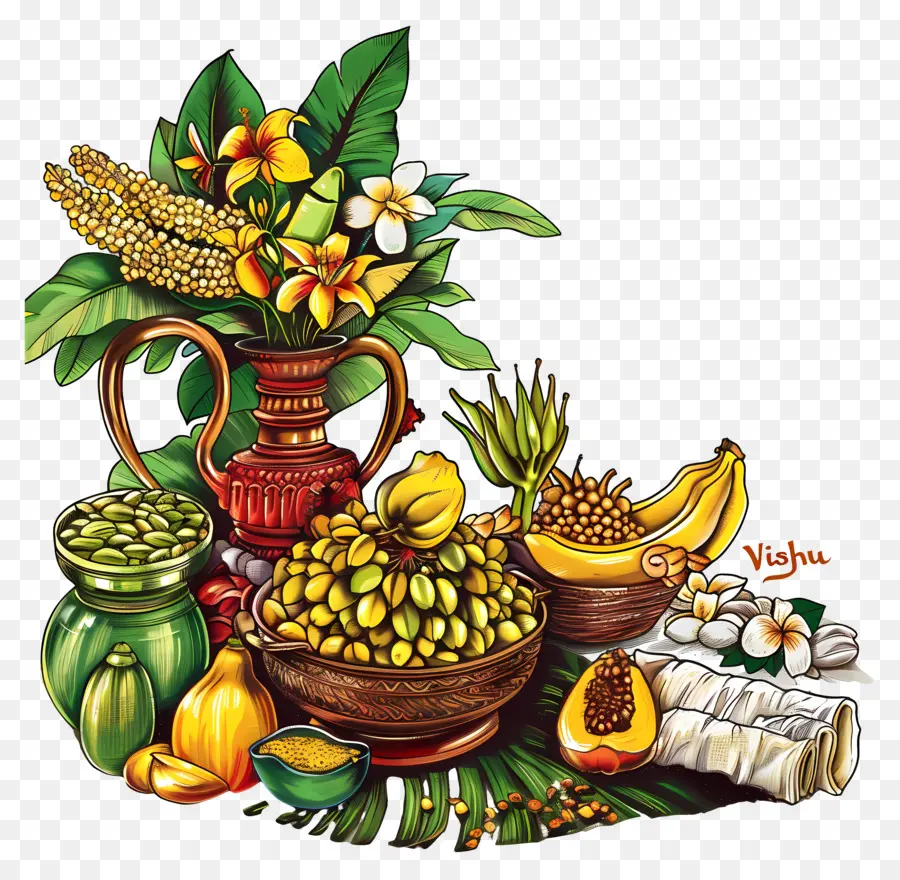 Feliz Vishnu，Frutas Tropicales PNG