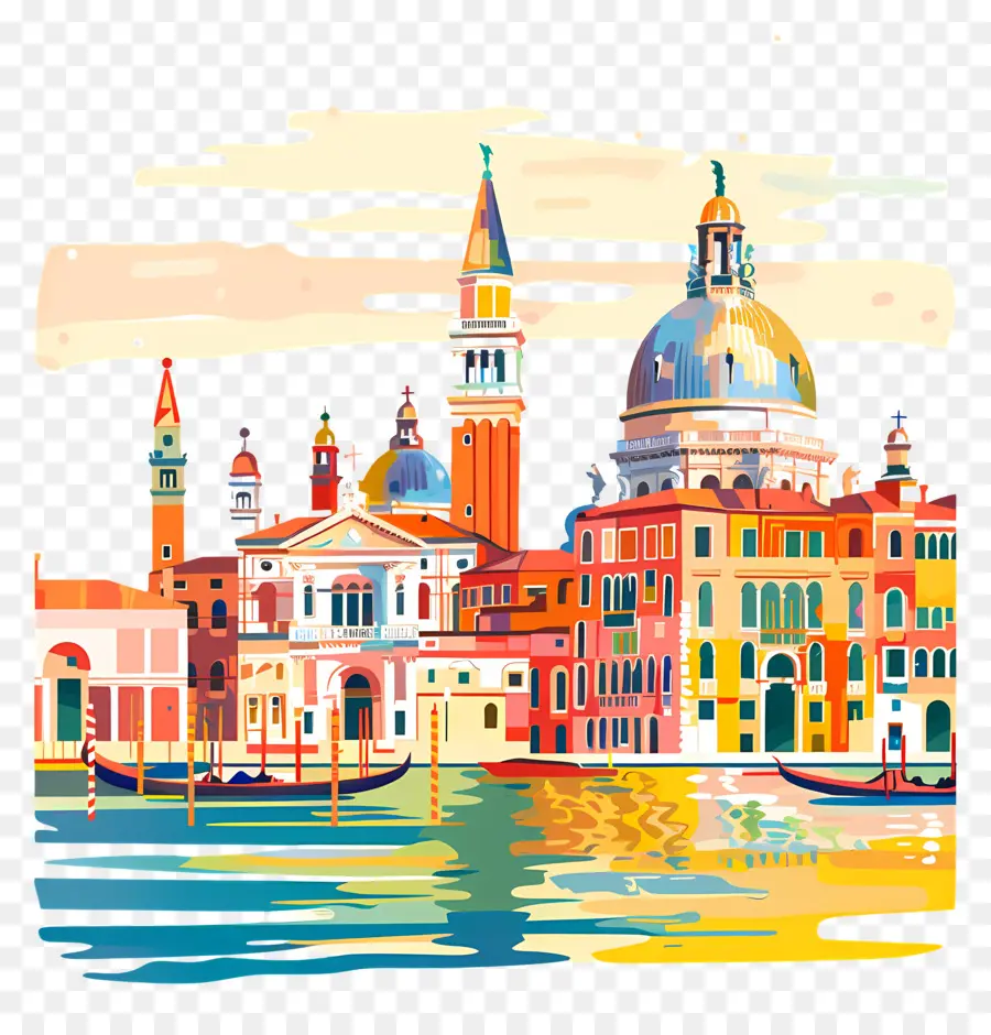 Italia Venecia，Edificios Coloridos PNG