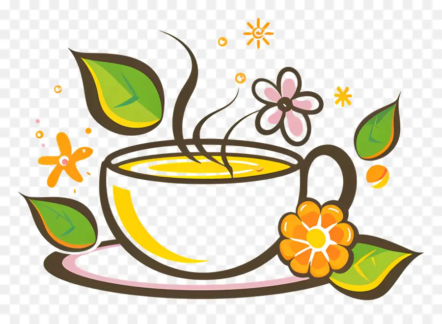 Primavera，Taza De Café Artística Con Flor PNG