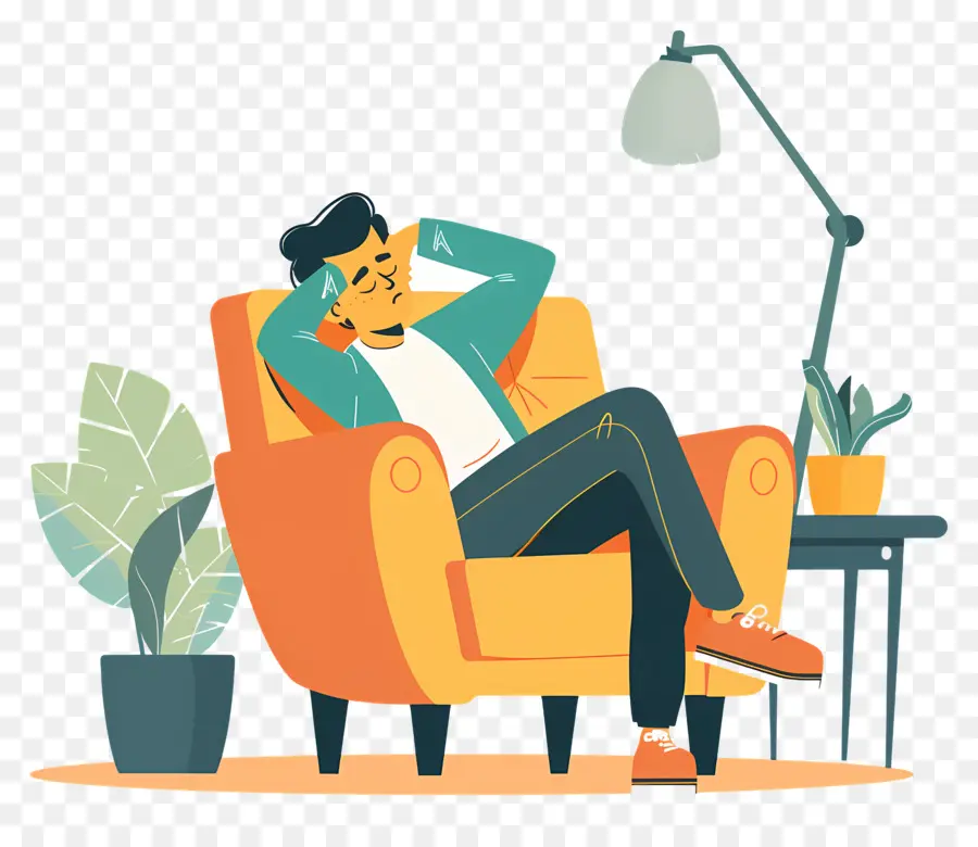 Hombre Sintiéndose Cansado，Decoración Minimalista PNG