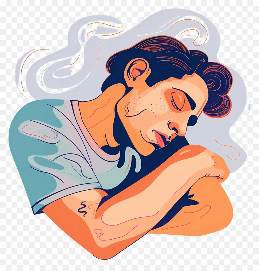 Hombre Sintiéndose Cansado，Hombre Dormido PNG