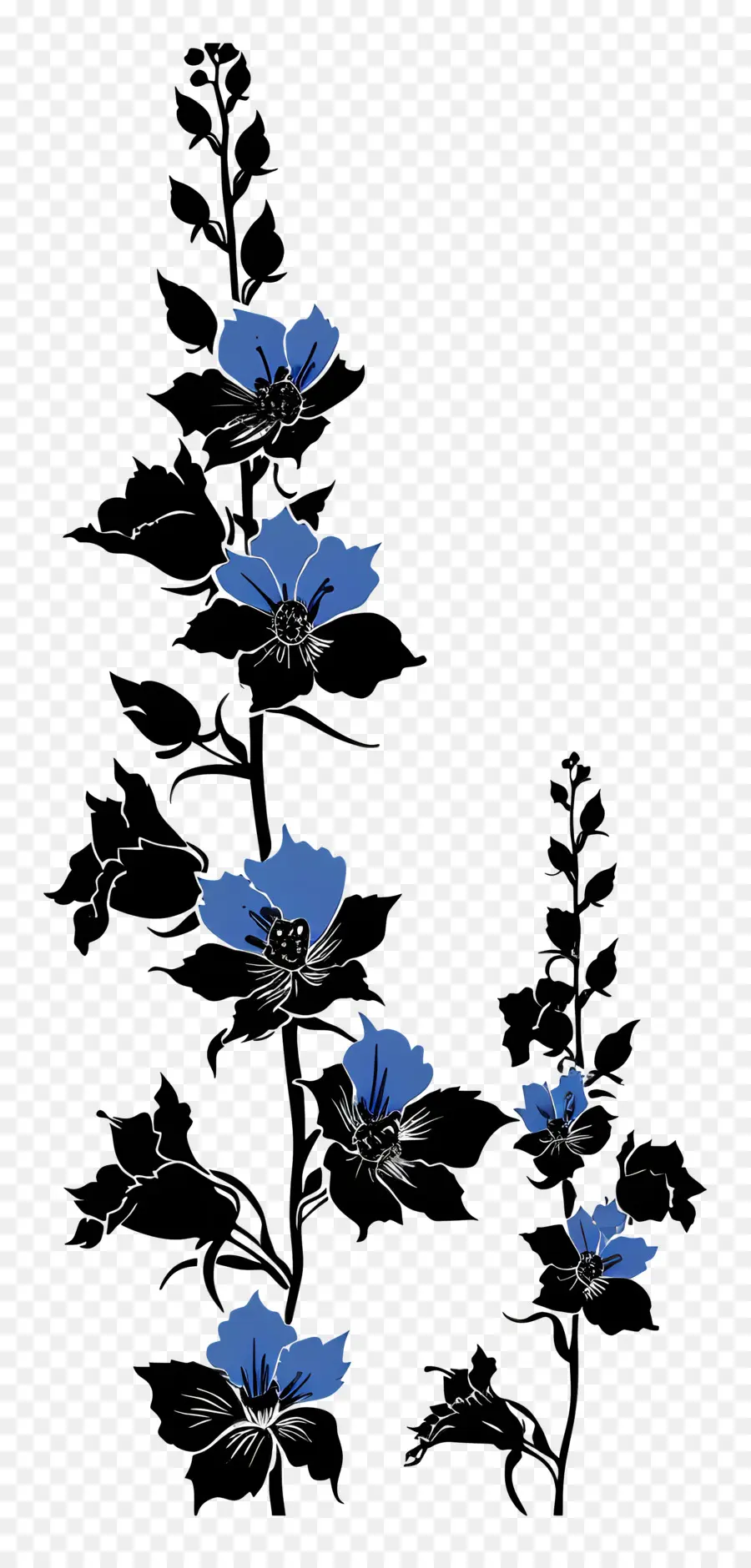 Las Flores De La Silueta，Flores De Color Azul PNG