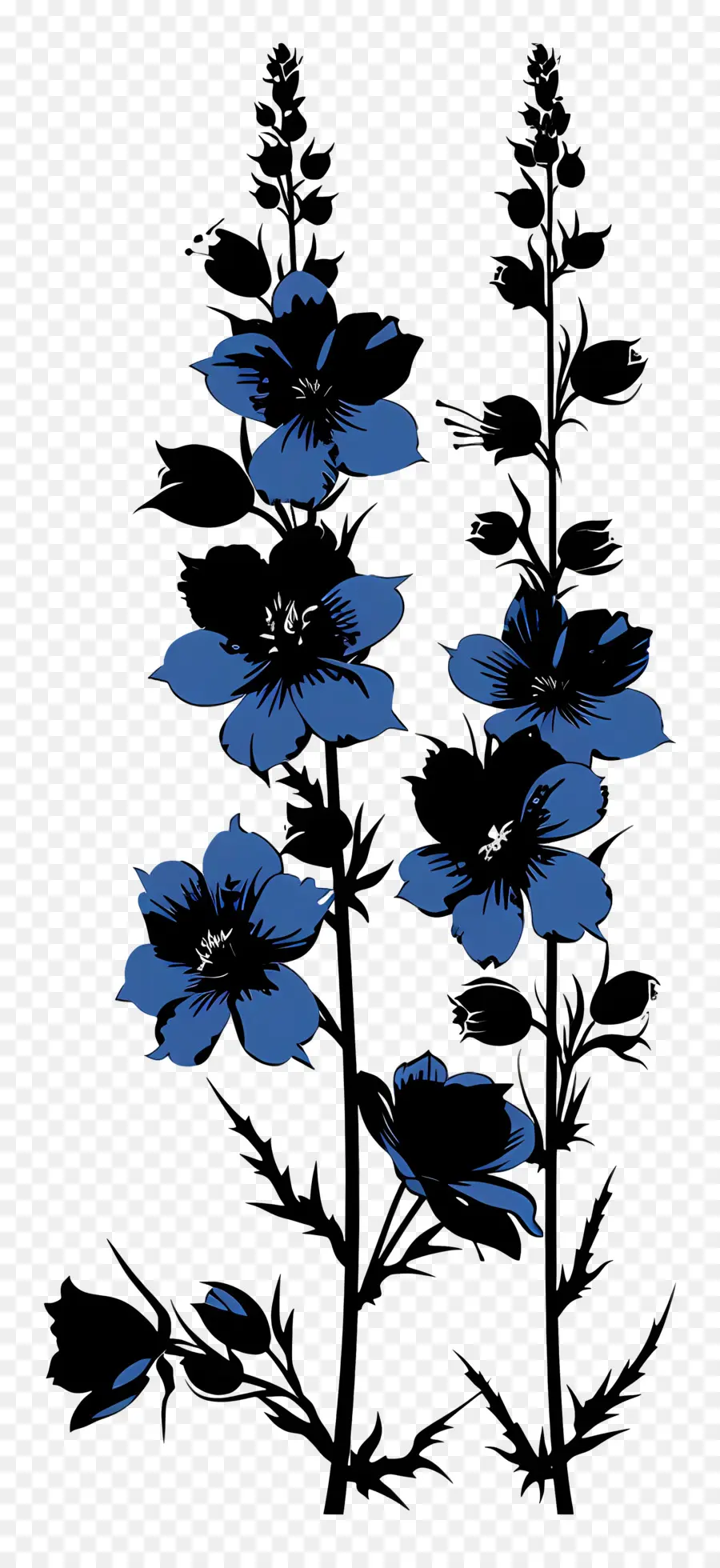 Las Flores De La Silueta，Flores De Color Azul PNG