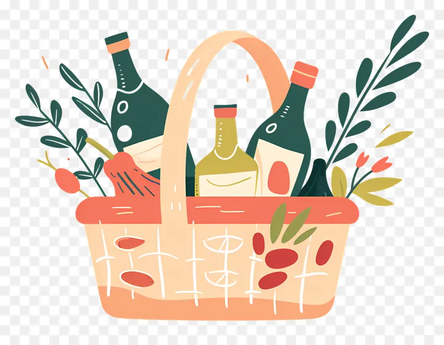 Canasta De Comestibles，Wicker Basket PNG