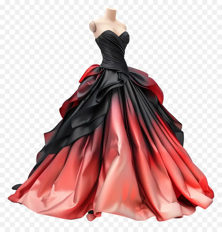 Vestido De Bola，Vestido De Noche Rojo Y Negro PNG