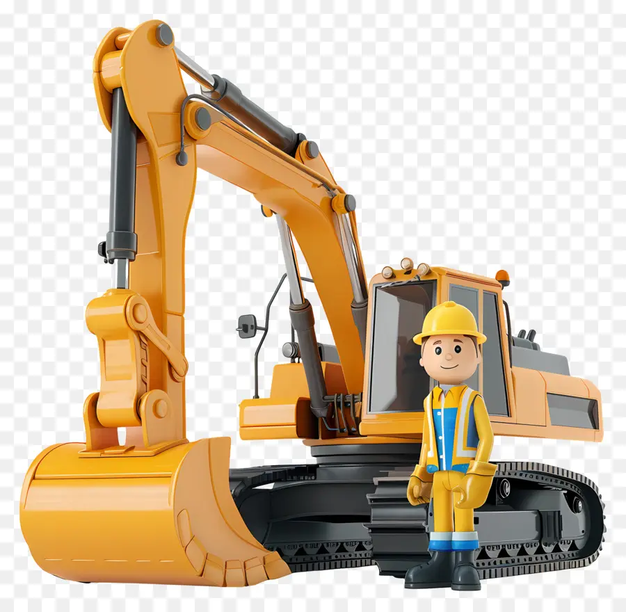 Excavadora，Trabajador De La Construcción PNG