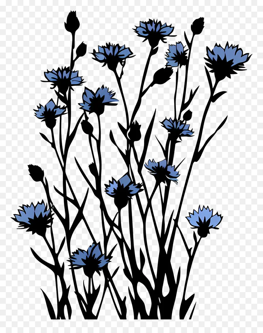 Las Flores De La Silueta，Black Background PNG