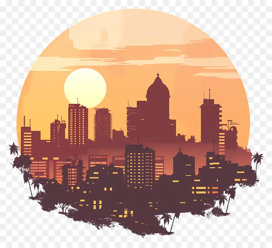 Bangalore，Paisaje Urbano Al Atardecer PNG