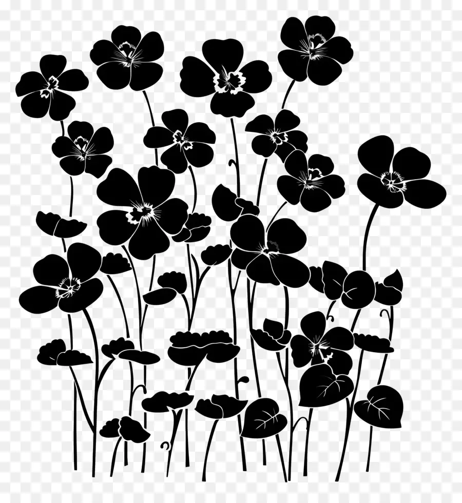 Silueta De Flores，Flores De Silueta Negra PNG