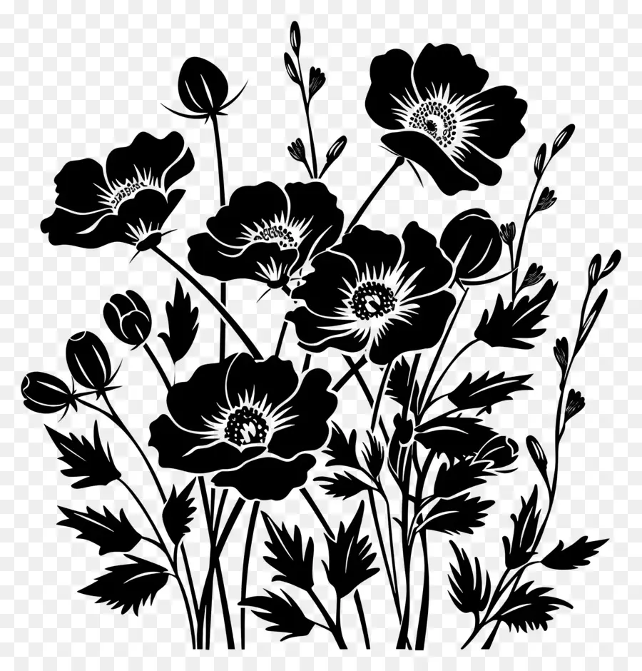 Las Flores De La Silueta，Cama De Flores PNG