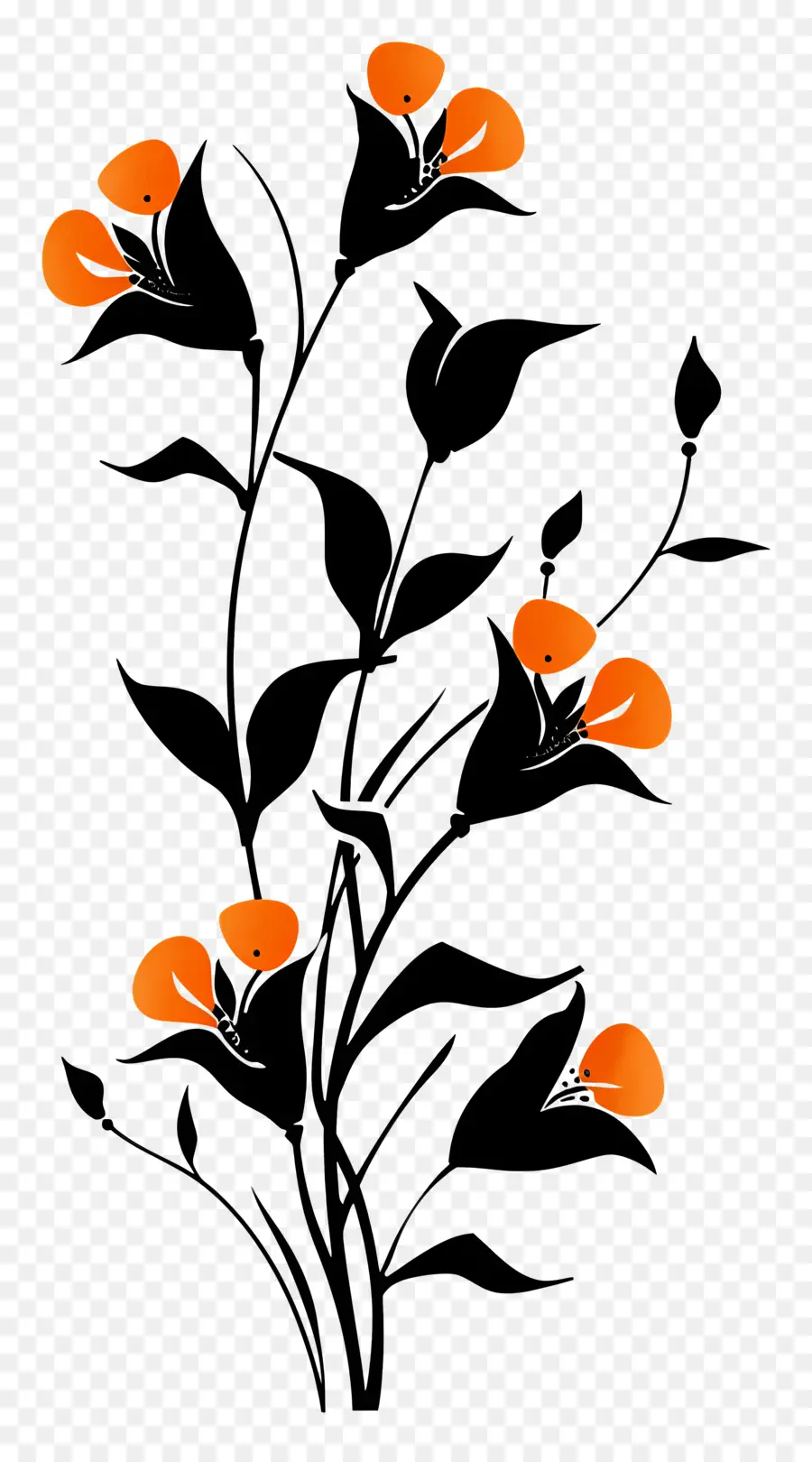 Las Flores De La Silueta，Flor De Naranja PNG