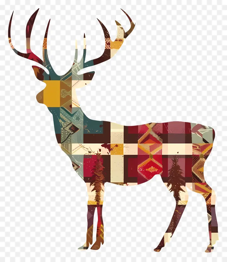 Deer Silueta，Diseño De Mosaico PNG