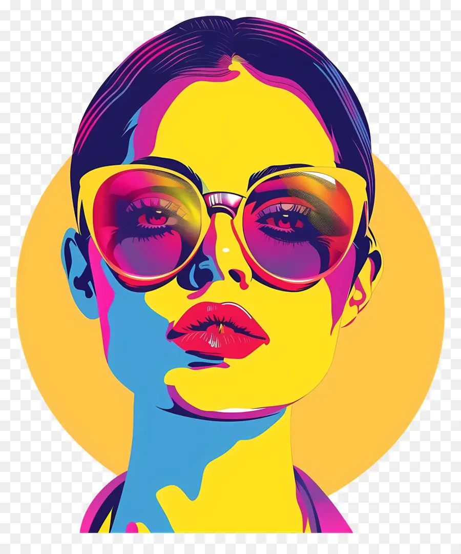 Mujer Del Arte Pop，Retrato Colorido PNG