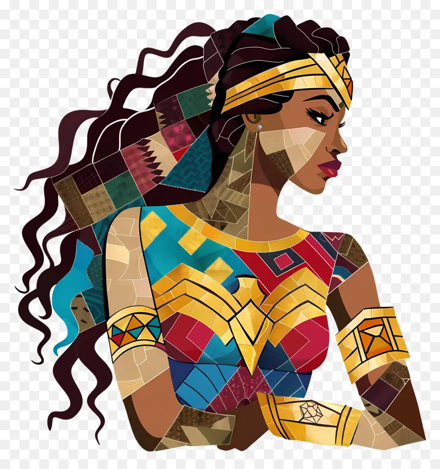 Nubia Mujer Maravilla，Mujer Superhéroe Mosaico PNG