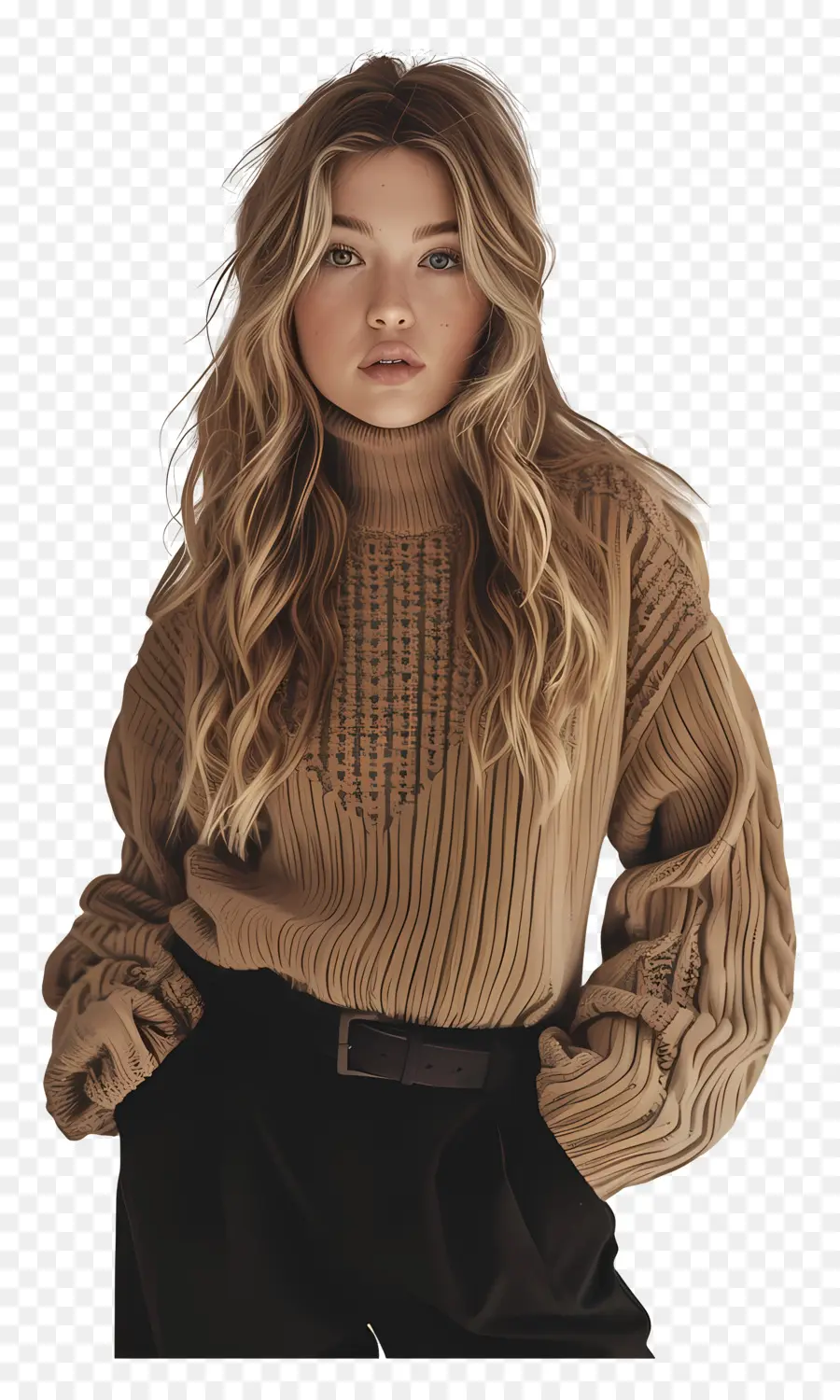 Sydney Sweeney，Suéter Beige PNG