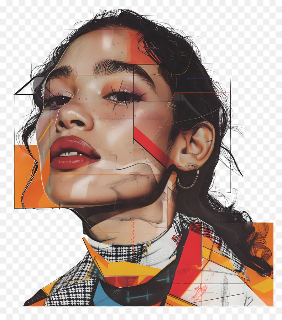 Olivia Rodrigo，Retrato De Mujer Abstracta PNG