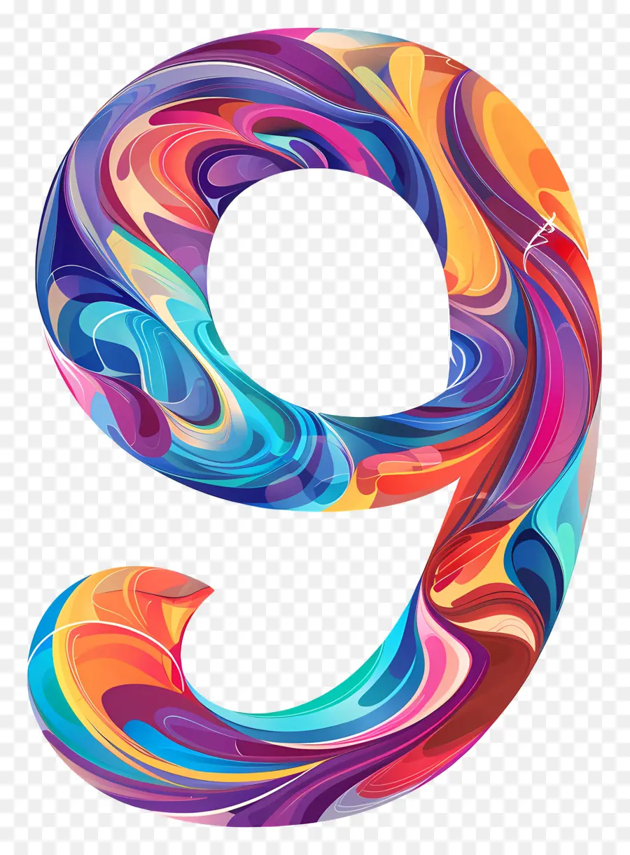 Número 9，Colorido PNG