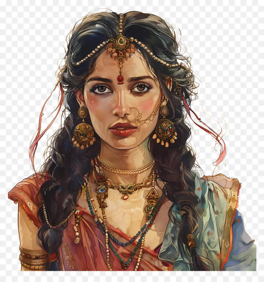 Mujer India，Mujer En Traje Tradicional PNG