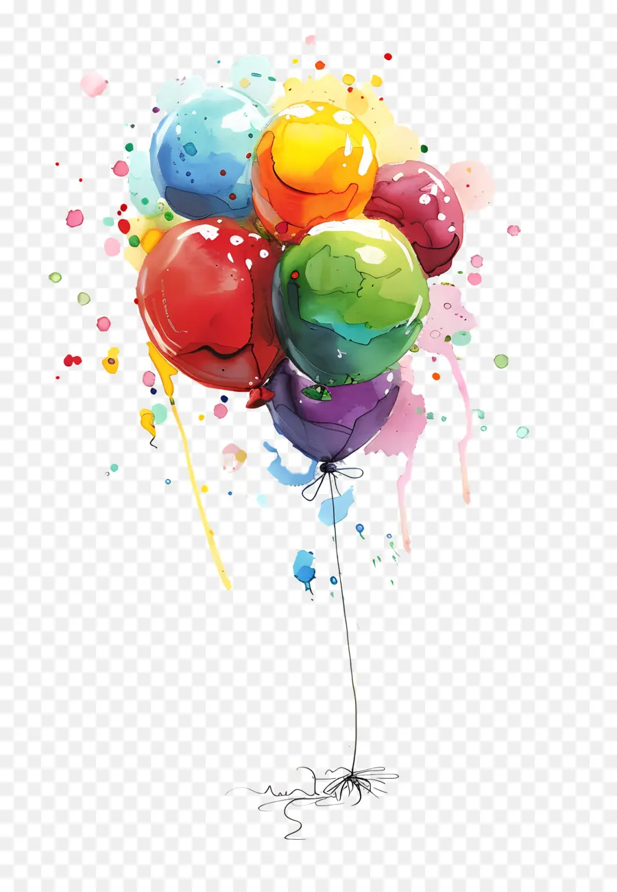 Deseo De Cumpleaños，Globos Coloridos PNG