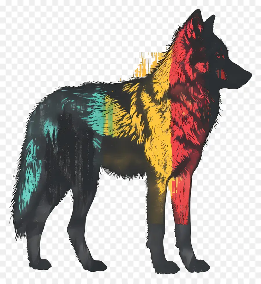 Silueta De Lobo，Lobo Colorido PNG