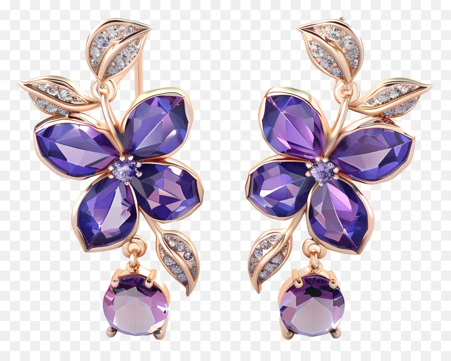 Pendientes De Joyería，Pendientes De Flores Moradas PNG